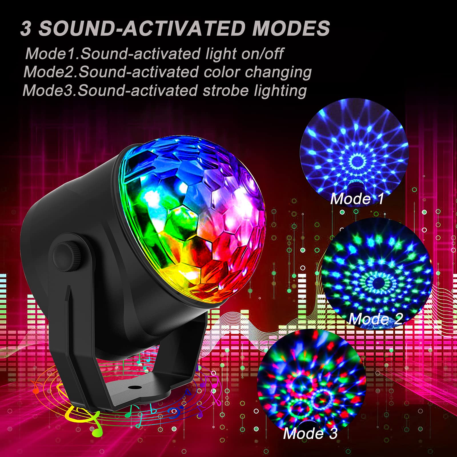 Sound Activated Rotating Disco Ball Party Lights