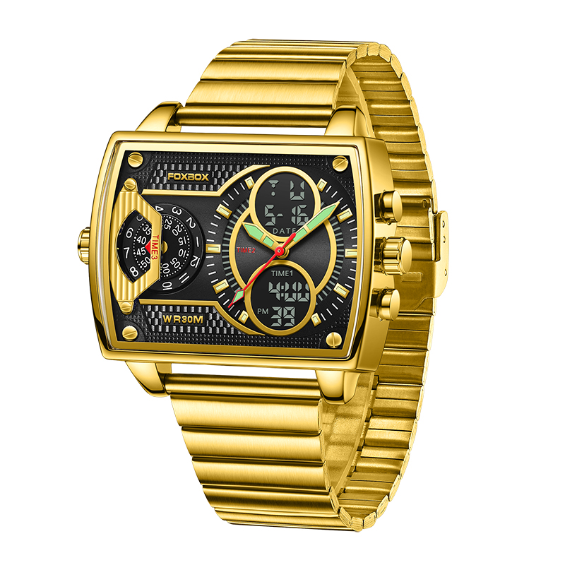 2022 New TOP Brand Luxury Men's Military Watch Waterproof Square Digital Watch Sport Dual Display  Wristwatch