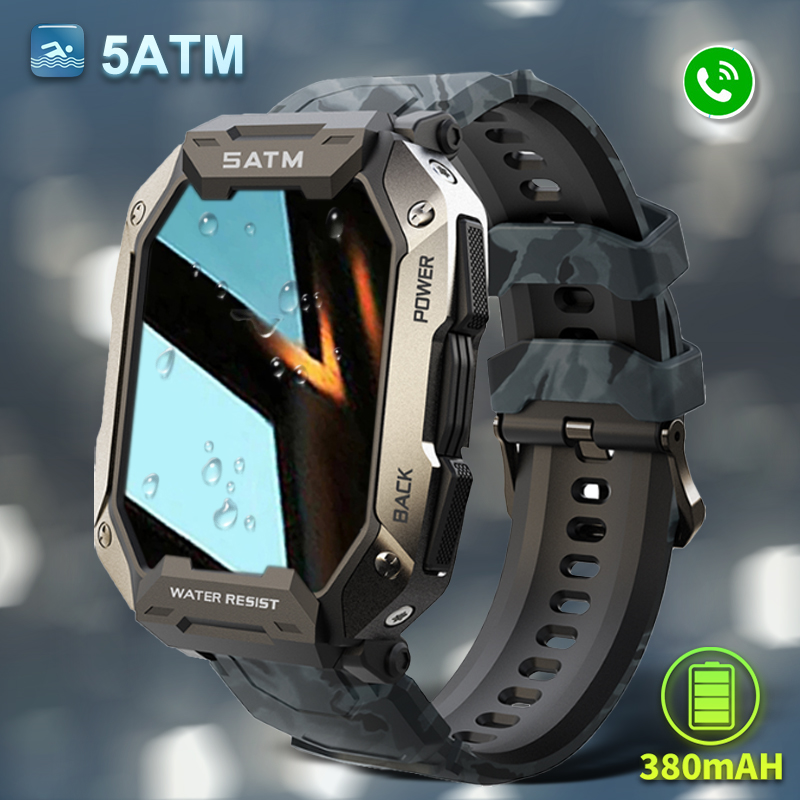C20 Smart Watch Men Military 5atm Ip68 Waterproof Sprort Watch Blood Pressure Oxygen Monitor Smartwatch For Android Xiaomi