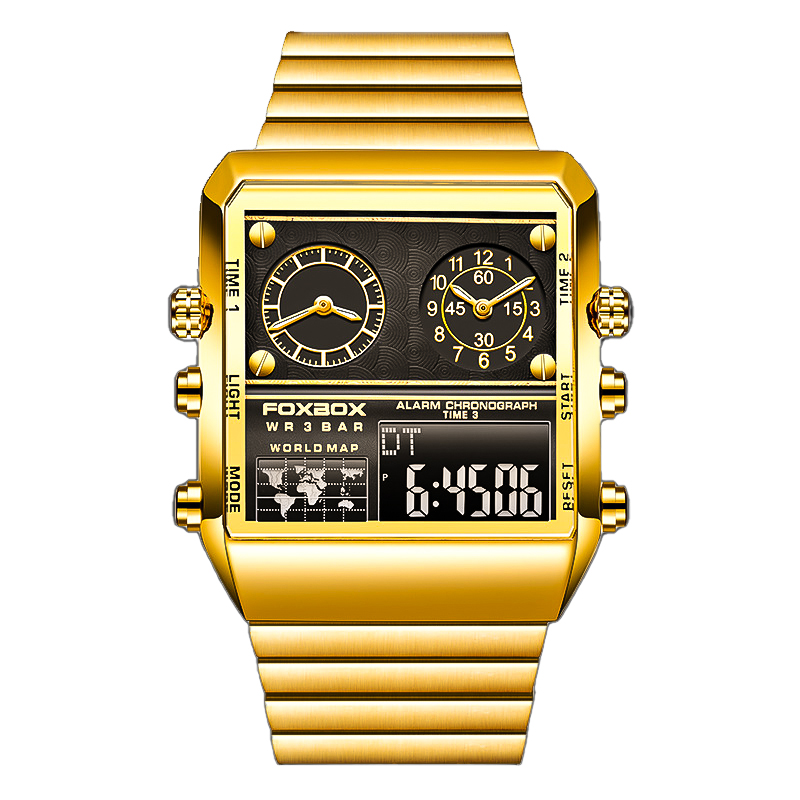 2022 New Creative Square Watch Men Top Brand Luxury Digital Watch Fashion Dual Display Watches For Men