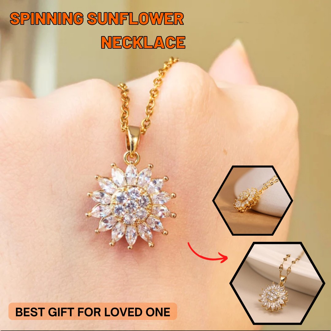 Gorgeous rotating sunflower necklace