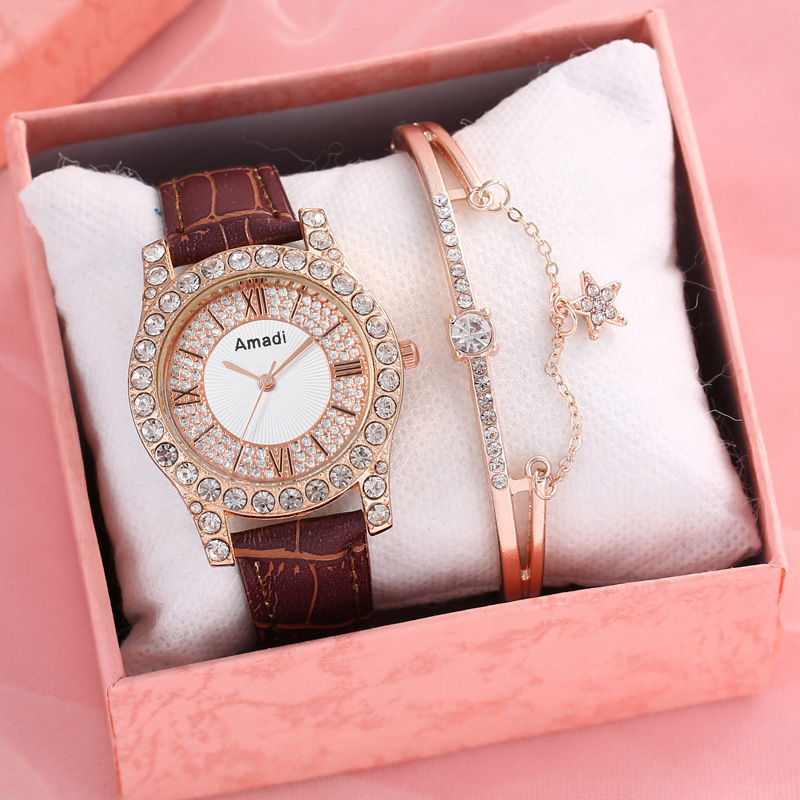 2023 Roman digital watch dial luxury women's atmospheric versatile watch+bracelet gift box