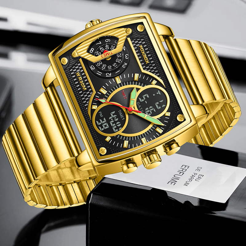 2023 New TOP Brand Luxury Men's Military Watch Waterproof Square Digital Watch Sport Dual Display  Wristwatch