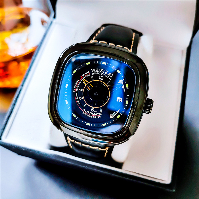 Carotif Men's Square Skeleton Mechanical Watch