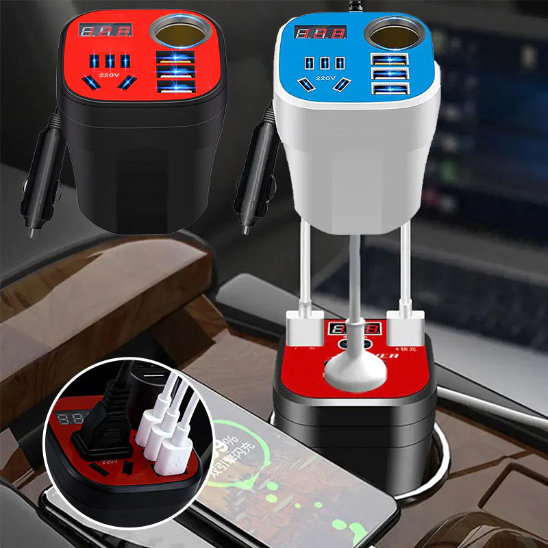 Car Mounted Cup Charger With Inverter Converter