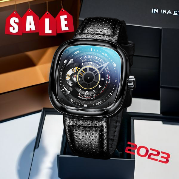 2023 NEW Carotif Men's Square Skeleton Mechanical Watch