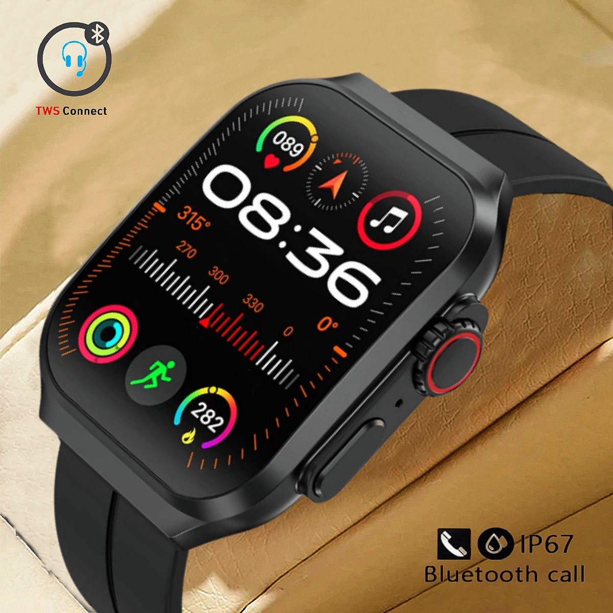 New 1.96-inch 3D Curved Screen OP88 Fashion Multifunctional Smartwatch