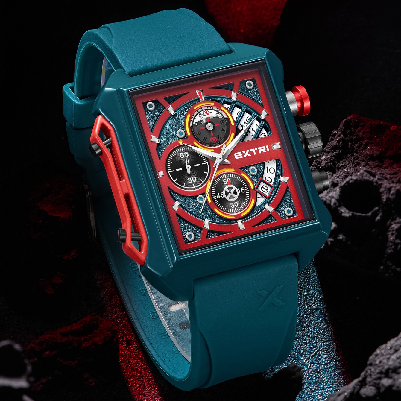 Trendy square multifunctional sports waterproof watch