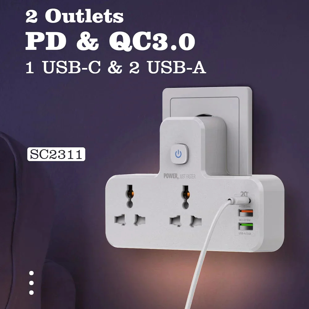 Universal Power Socket With Night Lamp