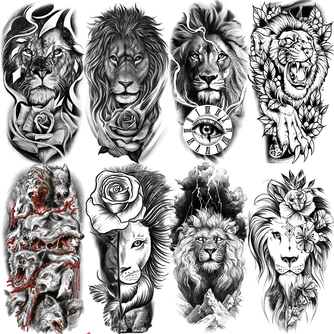 8 SHEETS WATERPROOF ARM LEG FAKE TEMPORARY TATTOO