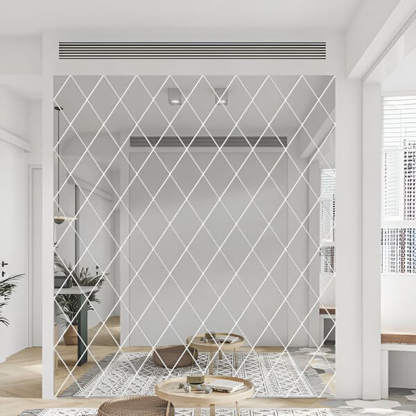 3D polished diamond shaped mirror stickers (32x mirror stickers (final size 50 x 100cm))