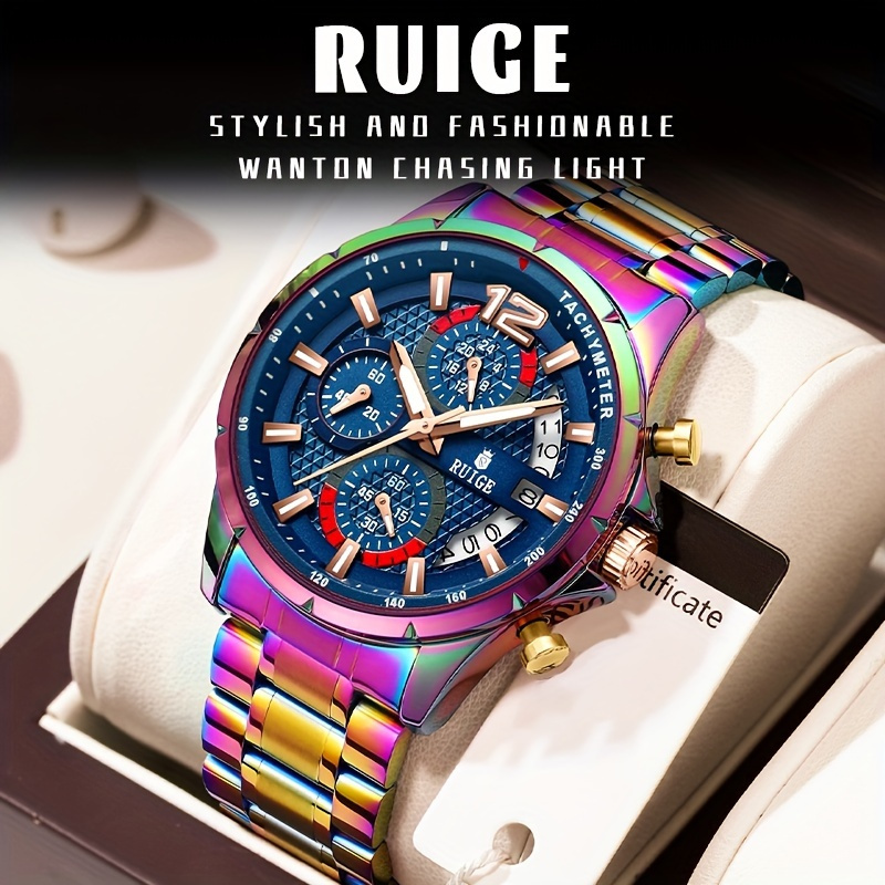 Black Friday - 20% off for a limited time-Fashionable and personalized men's waterproof quartz fantasy color steel watch