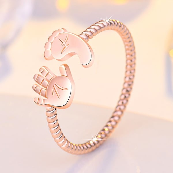 ?For Mother ?-You Are Going to Make a Wonderful Mama Baby Palm and Feet Ring?