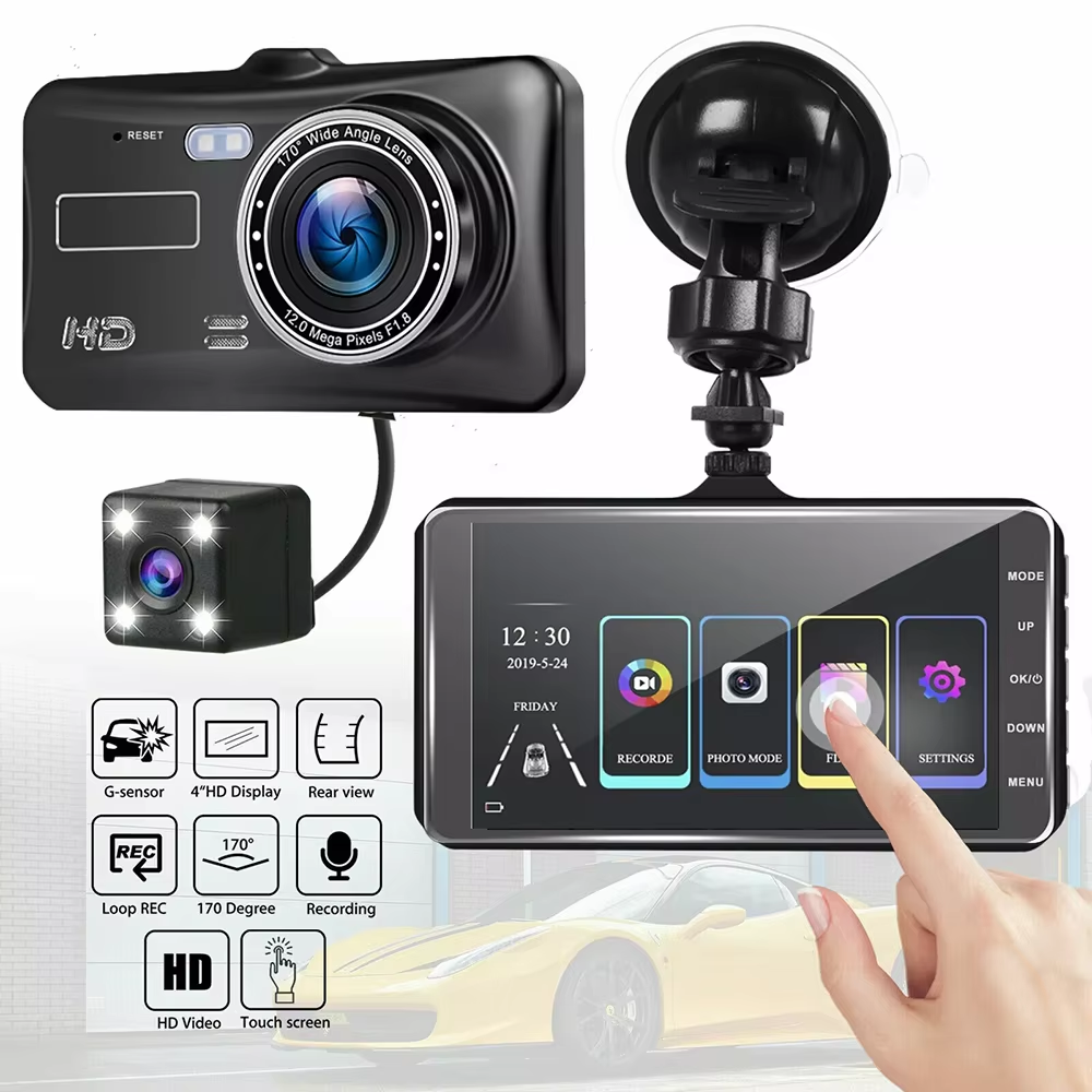 Dual lens1080p HD 4inch touch screen driving recorder
