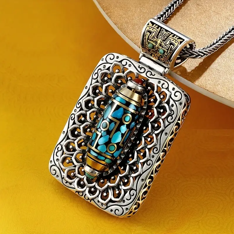 Six-syllable mantra dzi necklace