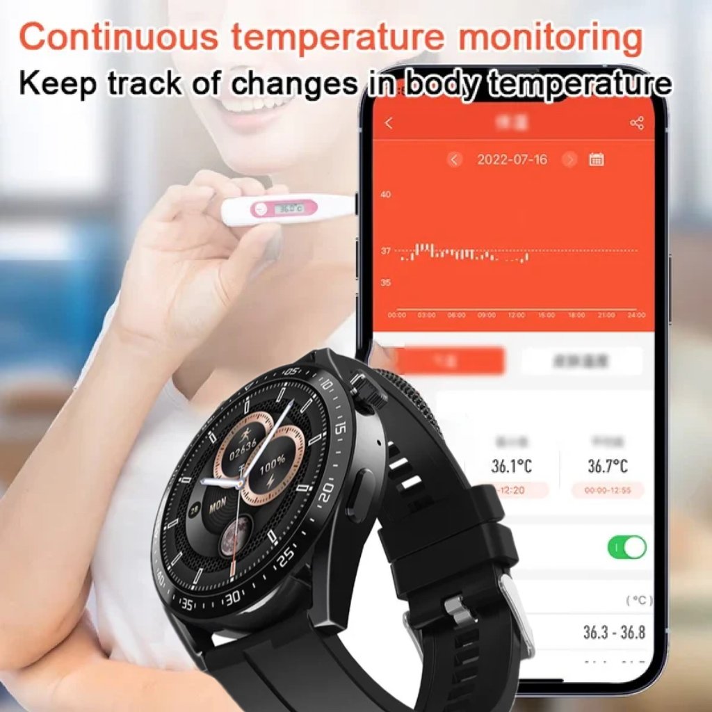 Painless Blood Glucose &amp; Oxygen Monitoring Smart Bluetooth Health Watch