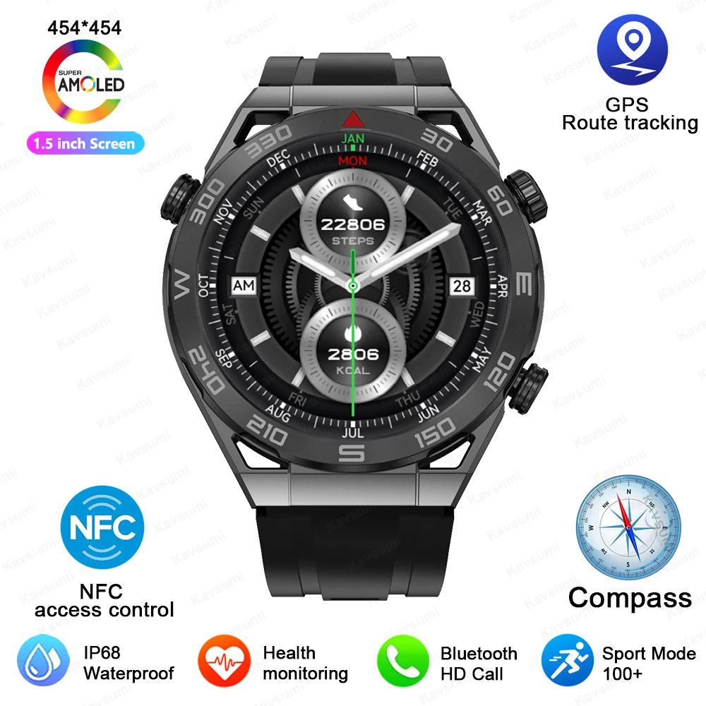 New Smart Watch NFC ECG+PPG Bluetooth Call GPS Sports Tracker Compass Bracelet Business Smart Watch