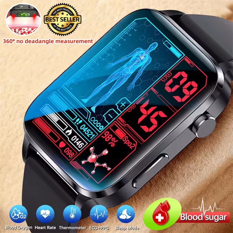 Painless blood glucose monitoring, heart rate, blood pressure, blood oxygen monitoring, health monitoring smartwatch