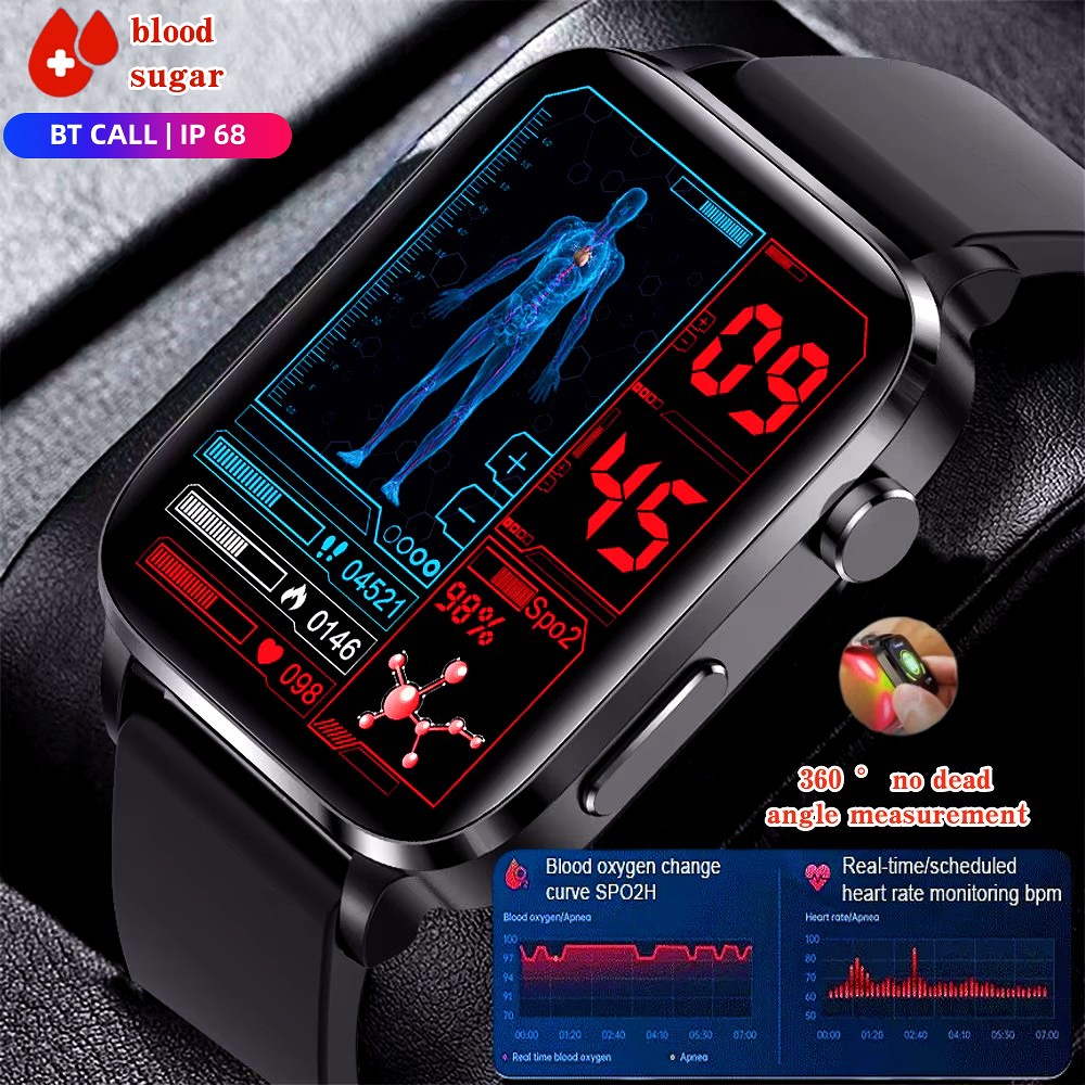 Painless blood glucose monitoring, heart rate, blood pressure, blood oxygen monitoring, health monitoring smartwatch