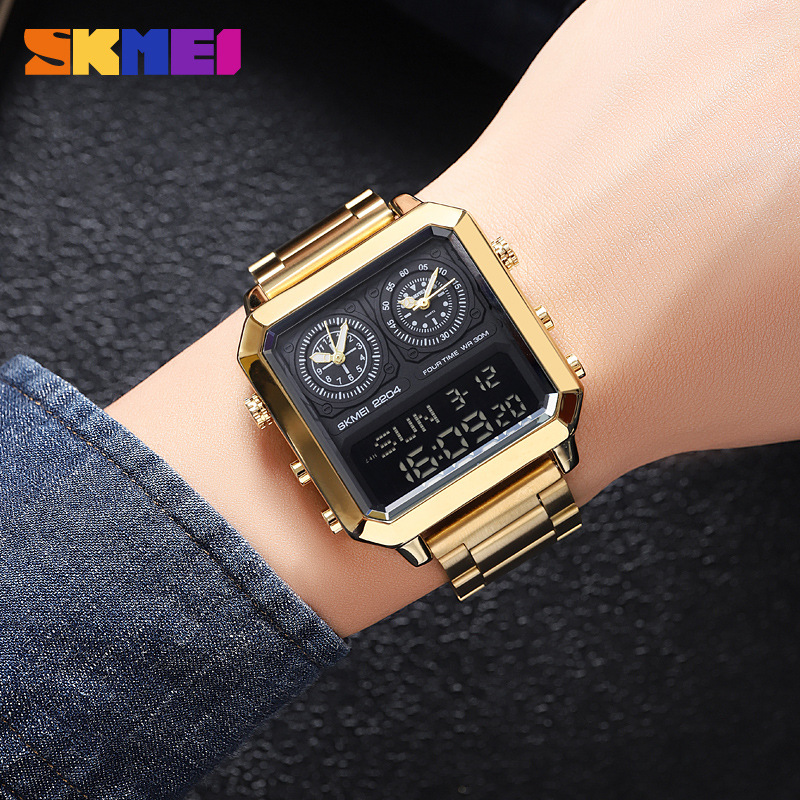 ✅Hot Sales 40% OFF⚡SKMEI Skmei Business Fashion Men's Quartz Casual Multi-Functional 4 Time Anti-Double Water Display Electronic Watch