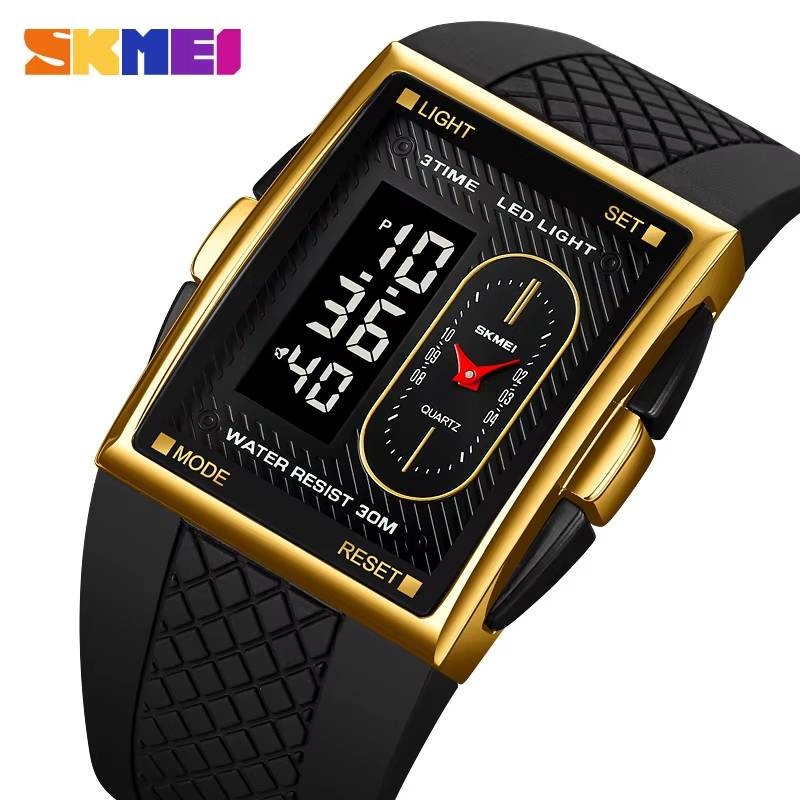 ⚡Hot Sales 49% OFF⭐SKMEI Creative 3 Time LED Light Display Digital Stopwatch Sport Watches Men Waterproof Calendar Wristwatch