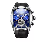 Reef Tiger Men Automatic Watch Tonneau Mechanical Luminous Year Month Week Date