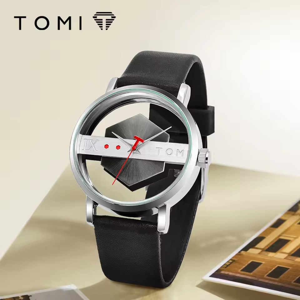 ⭐Hot Sale 49% OFF❤️TOMI Fashionable and Minimalist Strap Personalized Hollow Perspective Glass Bottom Cover Quartz Watch