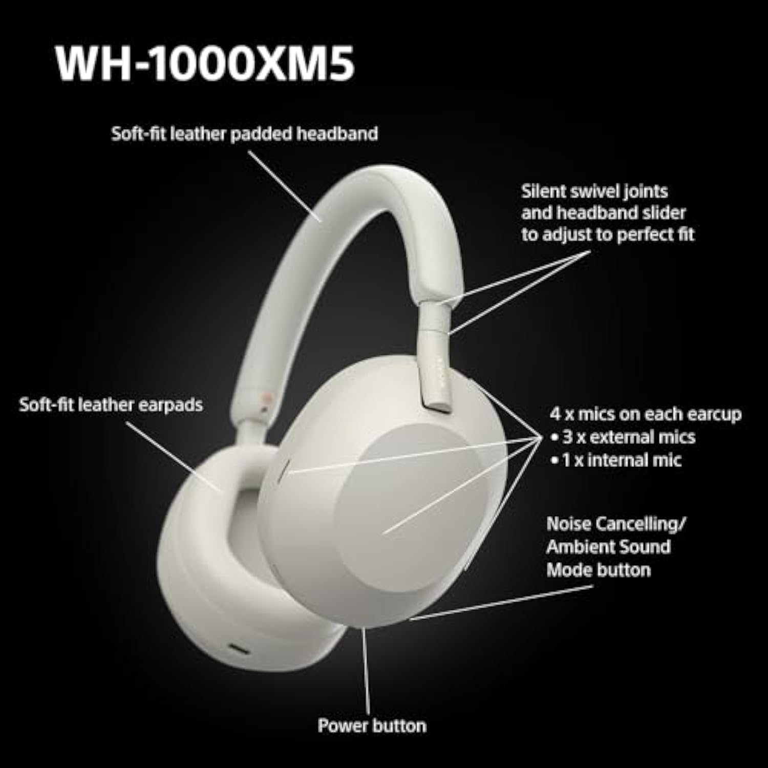 Sony WH-1000XM5S Noise Canceling Wireless Headphones - 30hr Battery Life - Over-Ear Style