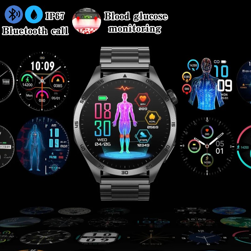 Painless Blood Glucose &amp; Oxygen Monitoring Latest Technology Health Smartwatch