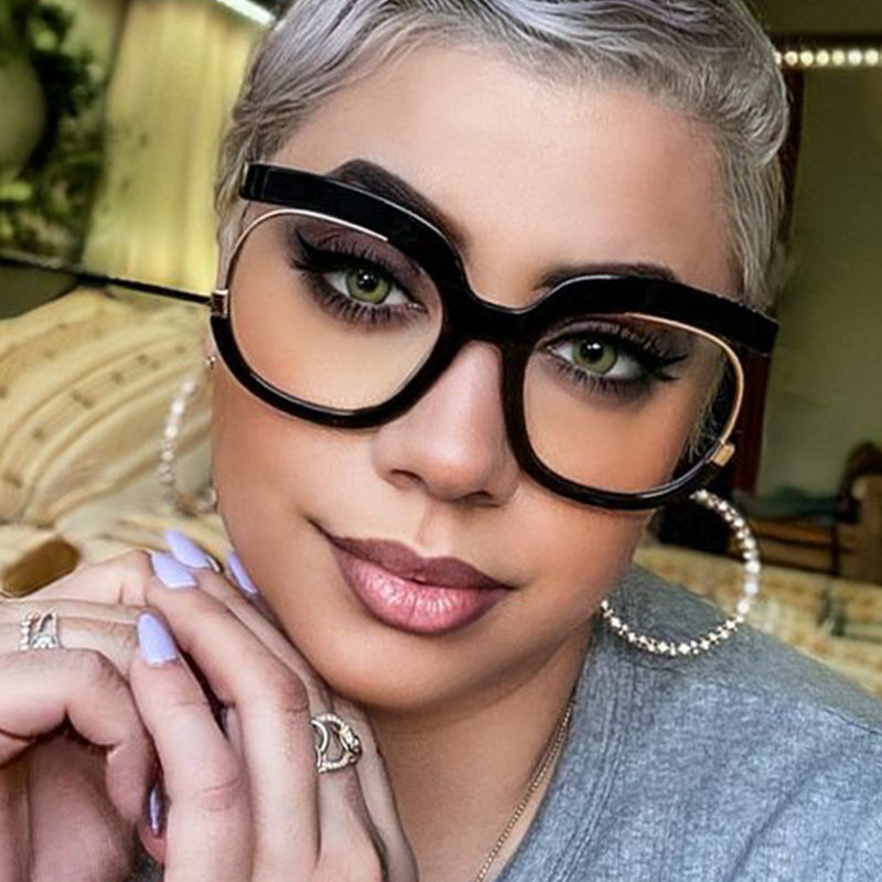 Y2K Style Full Frame Glasses with Clear Round Lenses for Unisex - Fashion Large Size