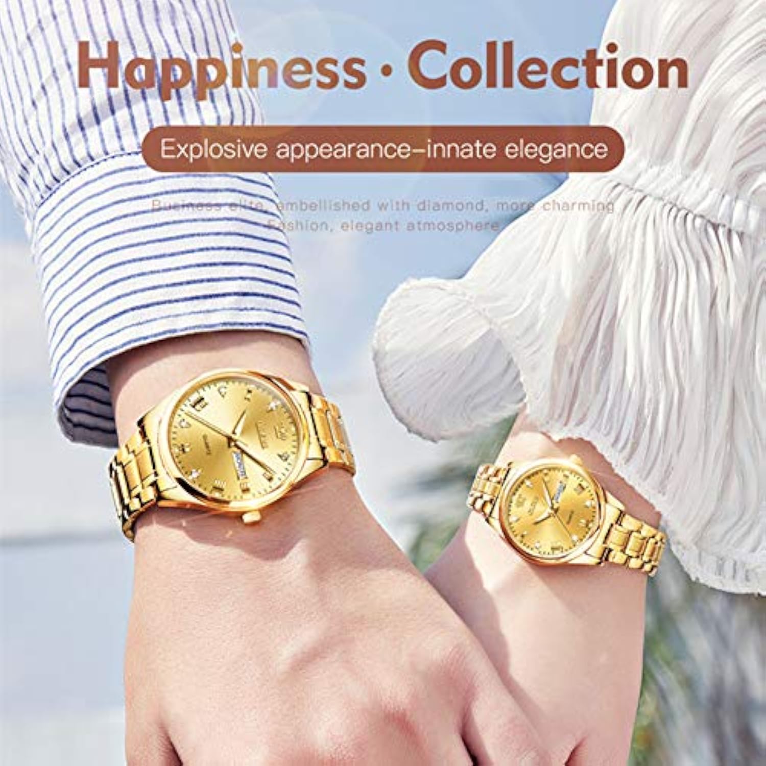 OLEVS Couple Watch Quartz Men's Watch Large Dial Daytime Waterproof Luminous Classic Watch