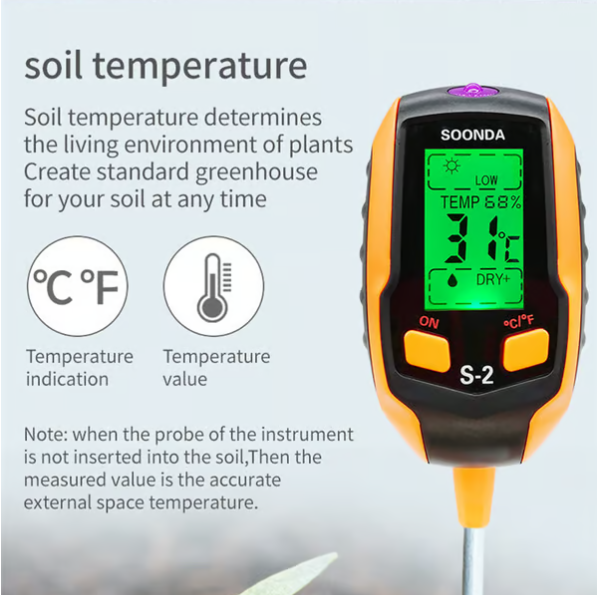 Digital 4-in-1 Soil Test Meter, large LCD screen, probe accurately quick measure