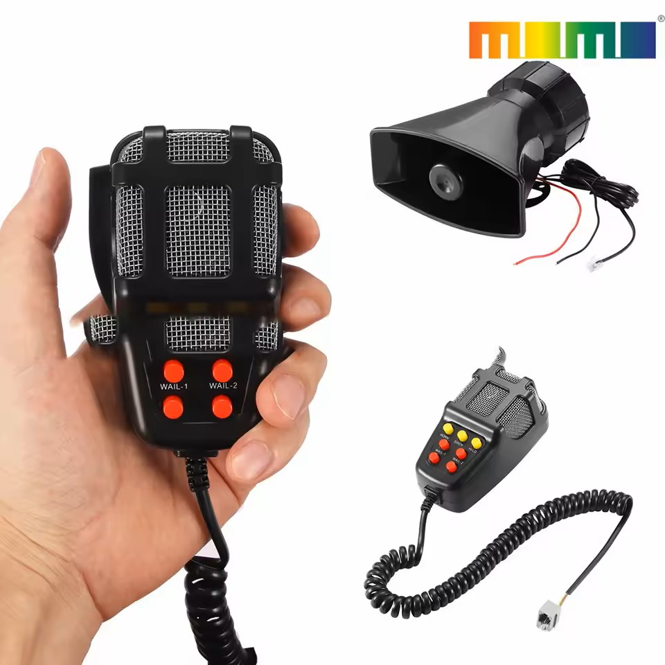 7-Sound Loud Car Warning Alarm Truck Portable Alarm Loudspeaker 12V Siren Air Horn Megaphone Police Firemen Car Horn