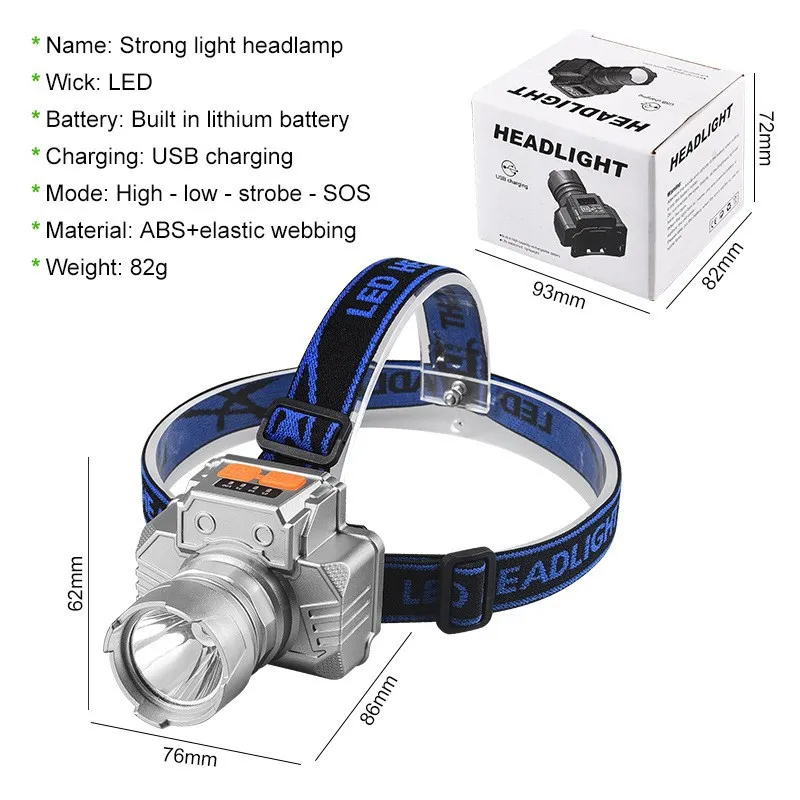 Headlamp Flashlight Led Headlamp Usb Rechargeable Waterproof Head Flashlight Multifunctional