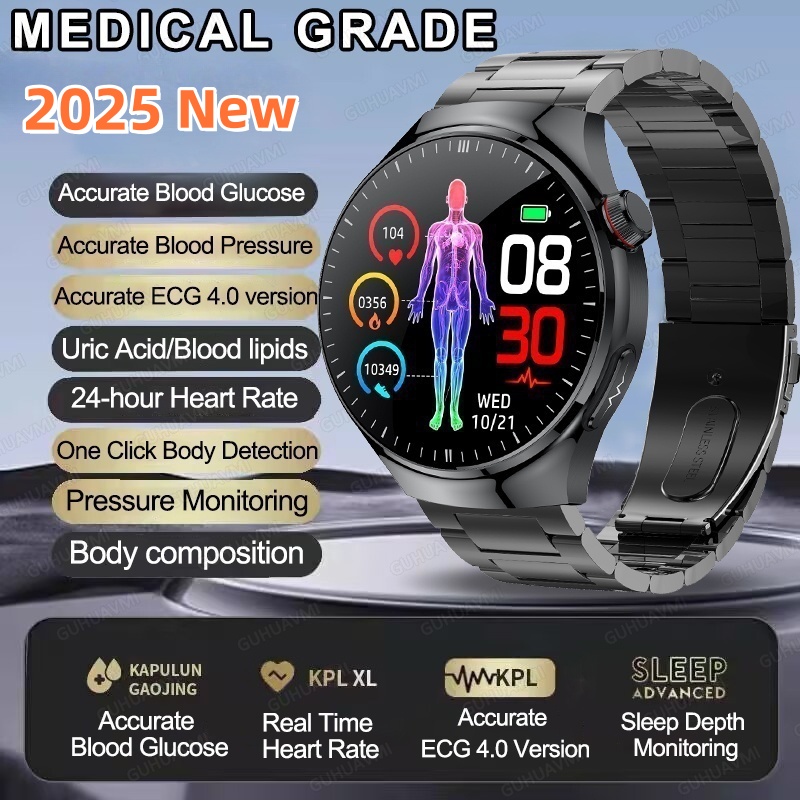 Latest technology painless blood sugar monitoring health smartwatch