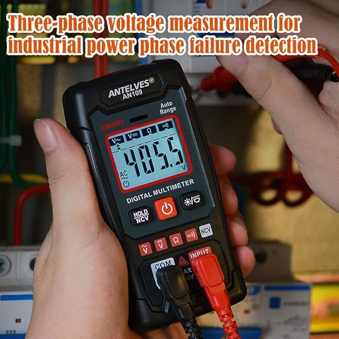 AN109 - Mini multímetro digital inteligente para electricista de voltaje CC, capacitancia profesional, ohmios, NCV, Hz, multiprobador