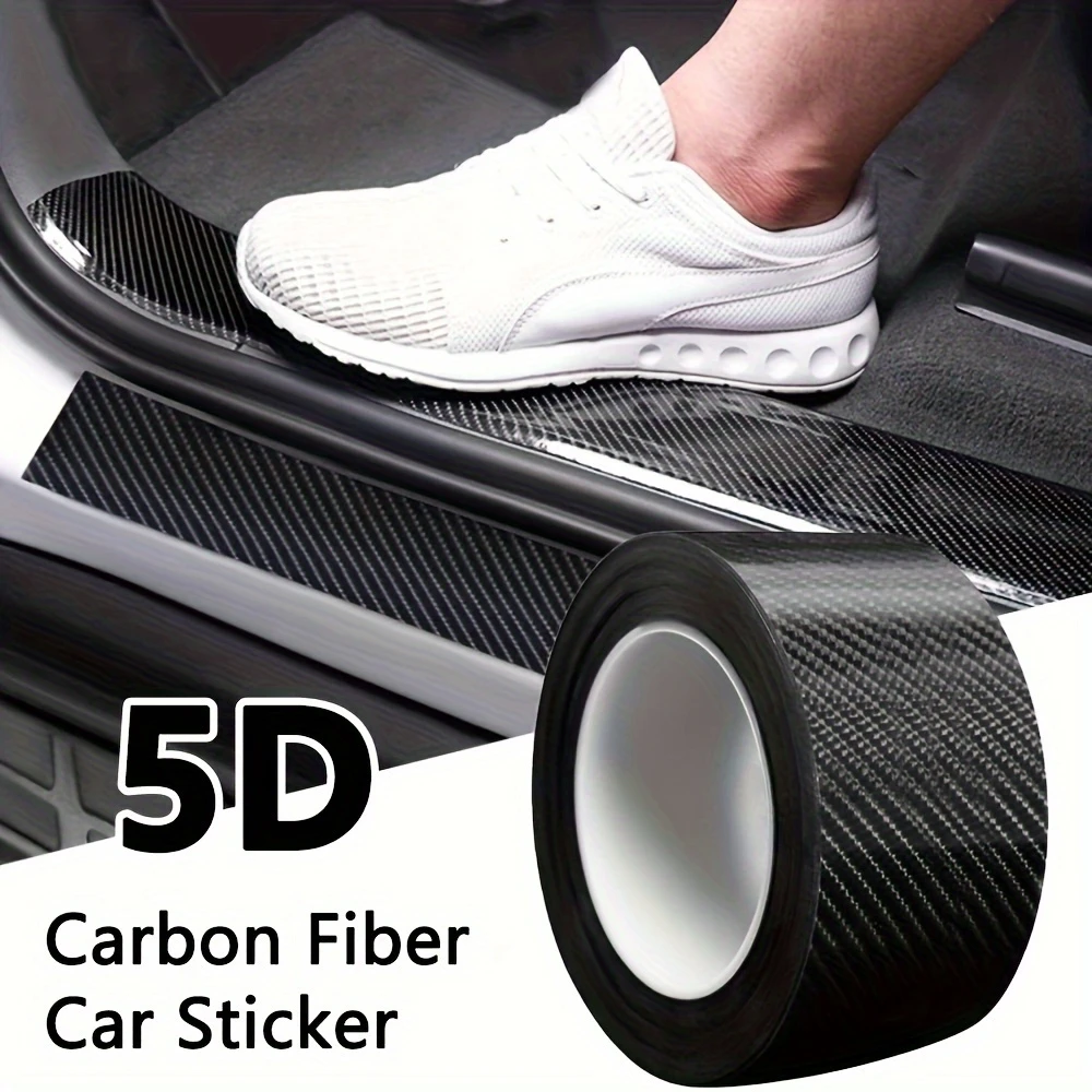 ✨HOT SALE 40% OFF⏳Thick BK5D carbon fiber car sticker - 5cm x 5m black scratch-resistant high-quality protective strip, suitable for door sills, rearview mirrors, etc. - self-adhesive, reusable, glossy surface, PVC material, premium automotive sticker.