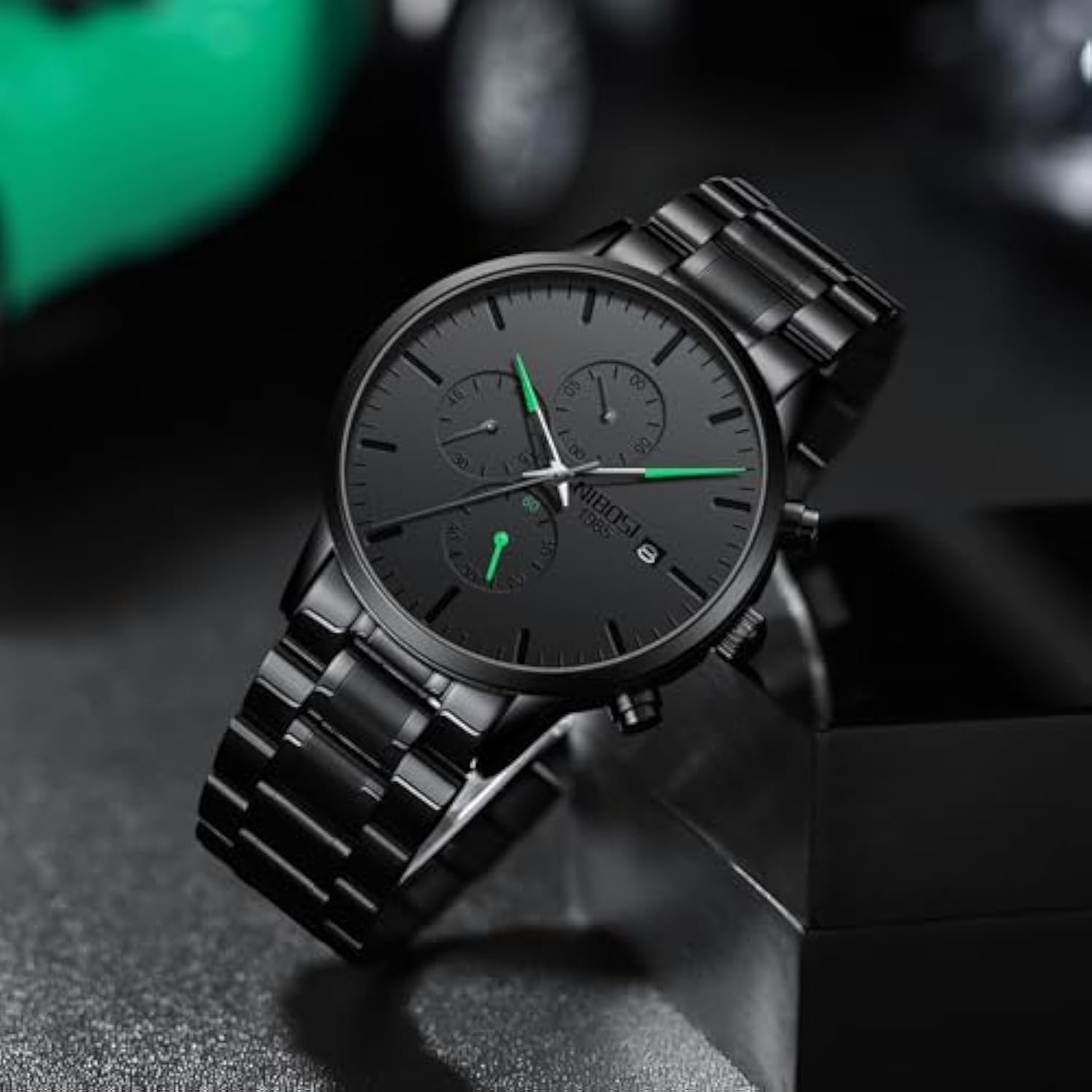 NIBOSI Men's Watches Analog Minimalist Black Dial Watches for Men Business