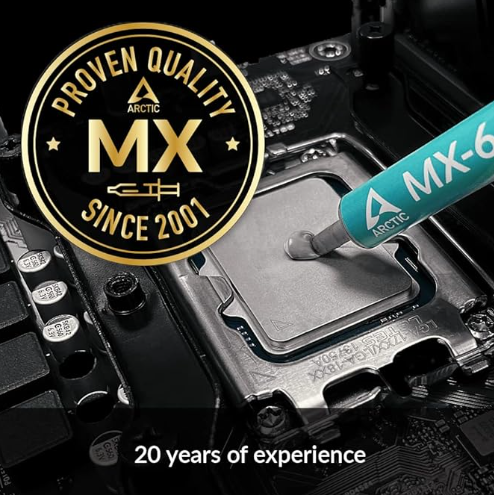 ARCTIC MX-6 (4 g) - Ultimate Performance Thermal Paste for CPU, Consoles, Graphics Cards, laptops, Very high Thermal Conductivity, Long Durability, Non-Conductive
