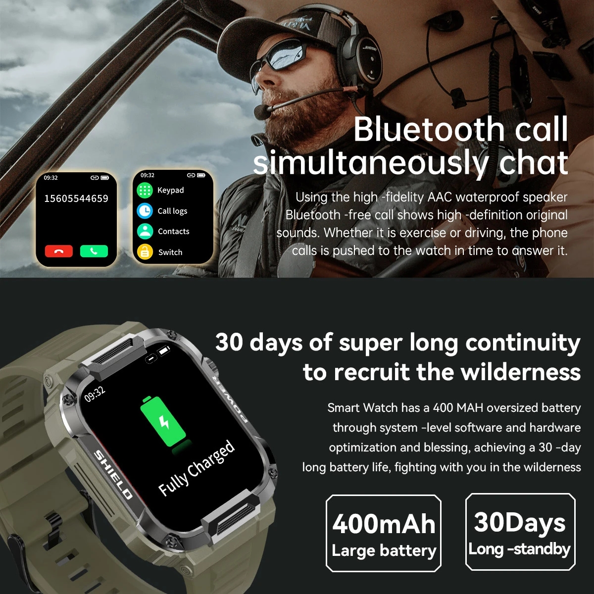 MOFIC Bluetooth Smart Watch,  &amp; Fitness Digital Watch with Touch Screen Display,Call Function,Heart Rate, Step Counter Wrist Watch for Men iOS &amp; Android