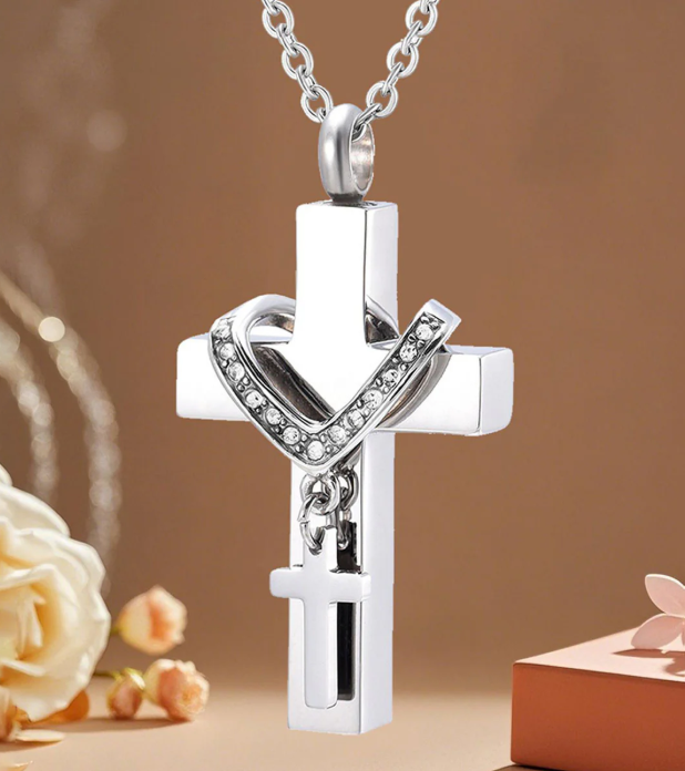 Eternal Embrace Memorial Cross Urn Necklace