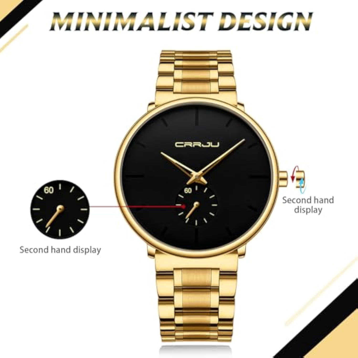 Mens Watches Ultra-Thin Minimalist Waterproof-Fashion Wrist Watch for