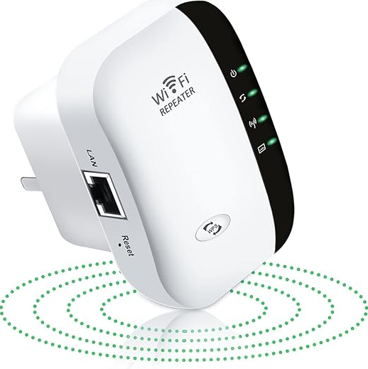 WiFi Extender, Wireless Signal Repeater Booster Up to 6000 sq.ft and 25 Devices, WiFi Range Extender, Long Range Amplifier with Ethernet Port, Access Point, 1-Tap Setup, Easy Installation
