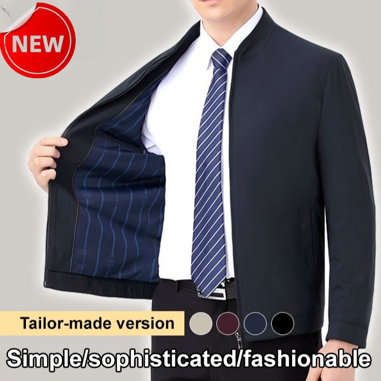 Men's Standing Collar Zipper Casual Jacket