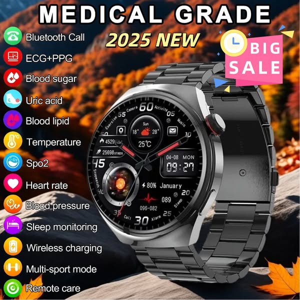 Painless Blood Glucose &amp; Oxygen Monitoring Smart Bluetooth Health Watch