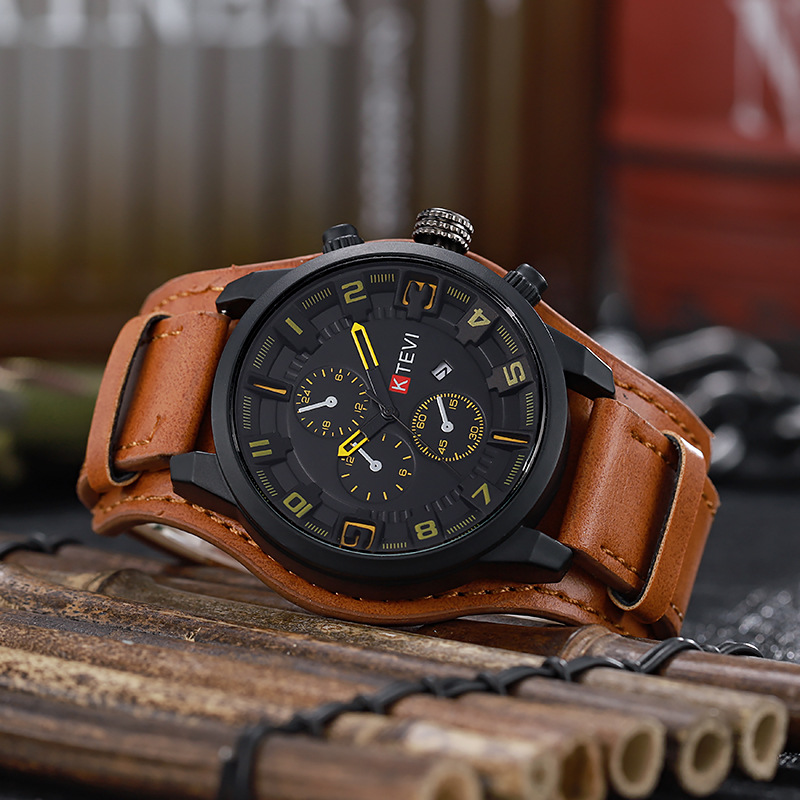 Men's stylish personalized leather belt watch