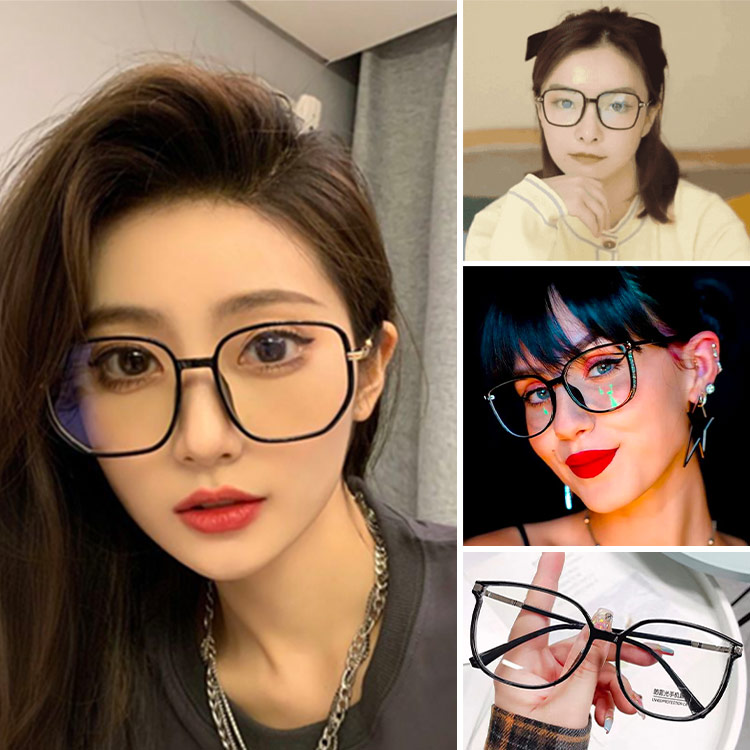 Fashionable large-framed anti-blue glasses