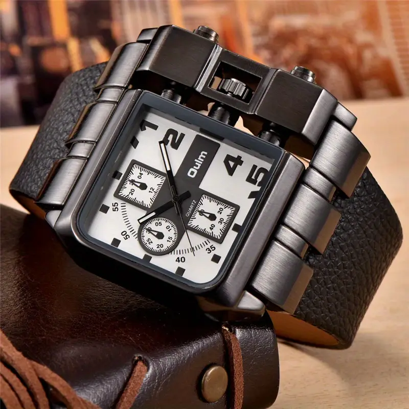 Oulm Brand 3364 Unique Design Square Men Wristwatch