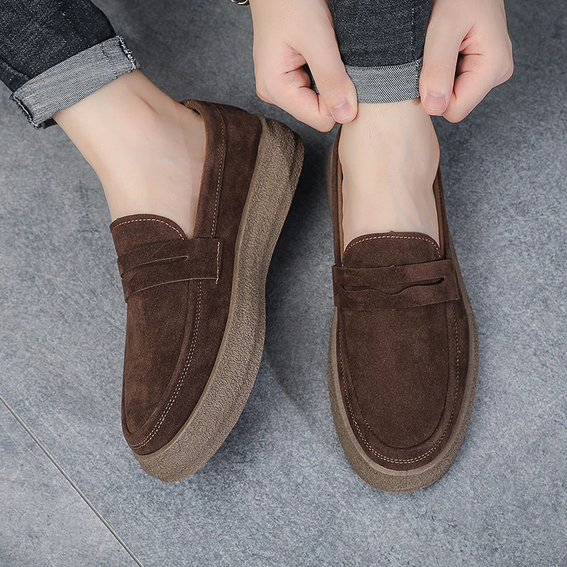 Comfortable breathable suede slip-on thick-soled shoes men's casual shoes
