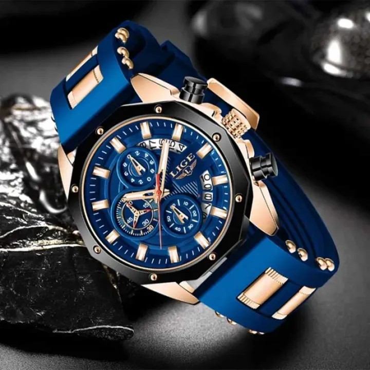 LIGE latest men's watches fashion chronograph waterproof sports men's casual men's dress watches